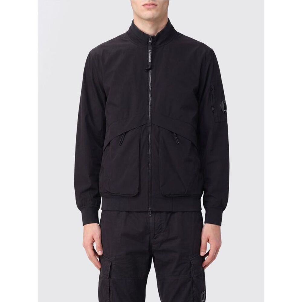 C.P. Company Men C.P. Company Black Polyester Bomber Jacket With Applied Logo